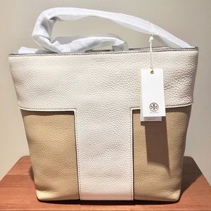 Tory Burch Block-T Pebbled Leather Hobo (NWT)